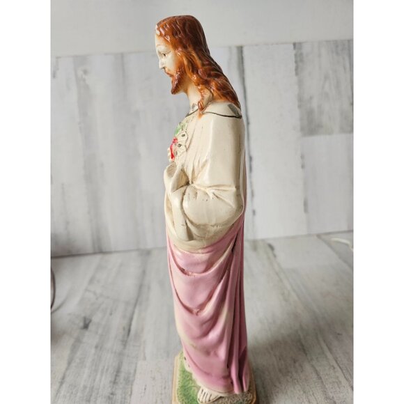 Vintage Jesus plaster AS IS heart statue figurine religious as is - Picture 4 of 9